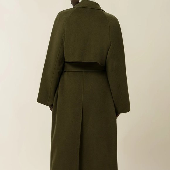 IVY OAK Luxury Sustainable European Olive Green 100% Wool Classic Winter Coat - Picture 5 of 5